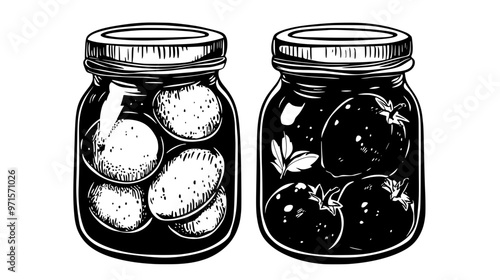 Preserved fruit mixture, cooked until thick, often used as a spread or filling, vector illustration art