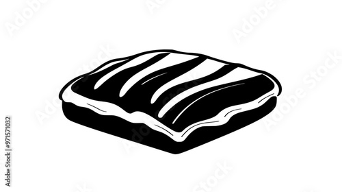 Rectangular Danish pastry with a slightly open center on a simple, flat surface, vector illustration art