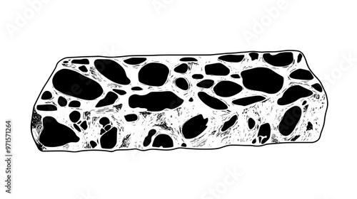 Section of nougat with rough surface and irregularly distributed nuts, vector illustration art