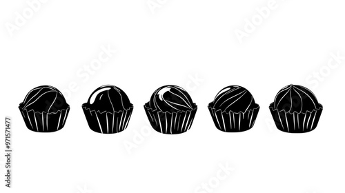 Several bonbons placed in a neat row, each one identical in size and shape, vector illustration art