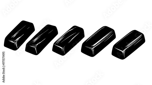 Caramel chews placed in an orderly row, positioned neatly on a flat surface, vector illustration art