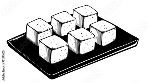 Several halva portions displayed on a rectangular board in a neat arrangement, vector illustration art
