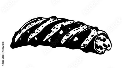 Single cannoli resting on a flat surface, centered, no background objects, vector illustration art