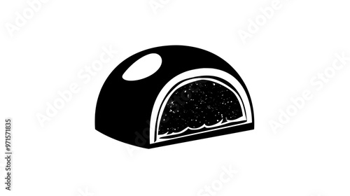 A single bonbon with a small portion missing, revealing the interior texture, vector illustration art