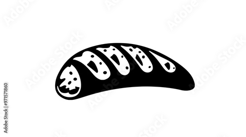 Single cannoli positioned in the center with no surrounding objects, vector illustration art