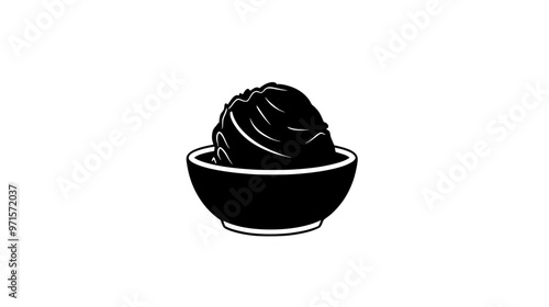 Single gelato scoop in a small dish with no additional items visible, vector illustration art