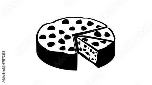 Sliced sponge cake, neatly arranged on a smooth surface, vector illustration art