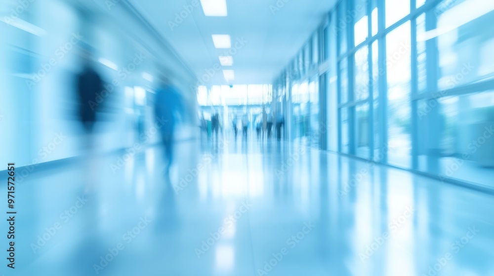 Abstract Blurred Office Corridor with People Walking Abstract Blurred Office Corridor with People Walking