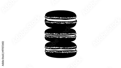 Stack of three macarons placed vertically, no additional textures, vector illustration art