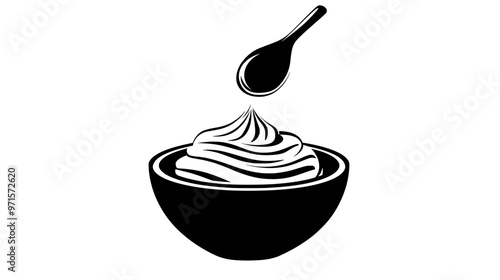 Sweet, creamy mixture of butter and sugar, used as a frosting or filling for cakes, vector illustration art