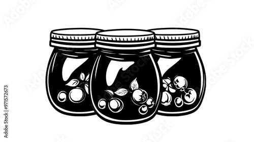 Thick fruit preserve made by cooking fruit and sugar, applied to baked goods, vector illustration art