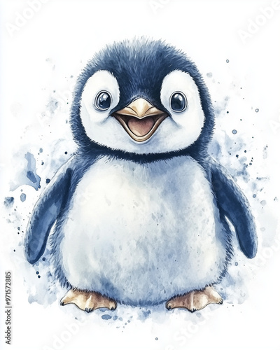 a wathercolor penguin photo