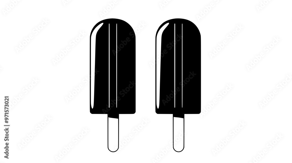 Two popsicles side by side on a clean surface with no additional elements nearby, vector illustration art Two popsicles side by side on a clean surface with no additional elements nearby, vector illustration art