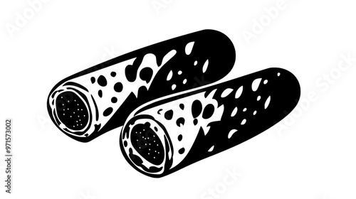 Two cannoli aligned side by side, no additional elements visible, vector illustration art