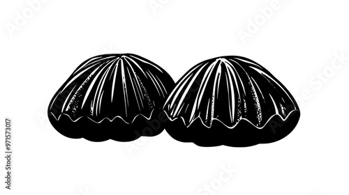 Two madeleines resting side by side, no additional elements, vector illustration art