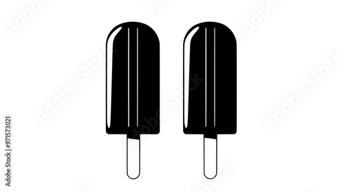 Two popsicles side by side on a clean surface with no additional elements nearby, vector illustration art
