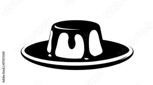 Vanilla-flavored dessert on plate, smooth and consistent surface, vector illustration art