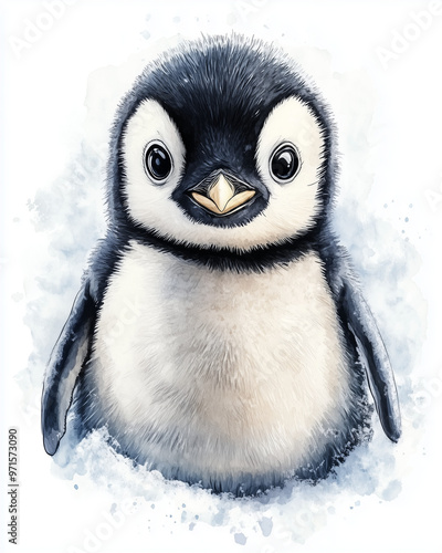 a wathercolor penguin photo