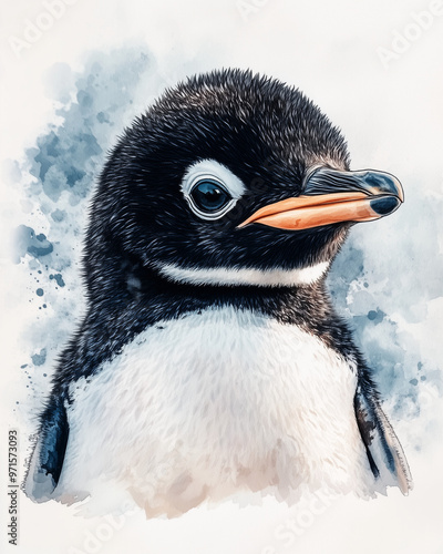 a wathercolor penguin photo