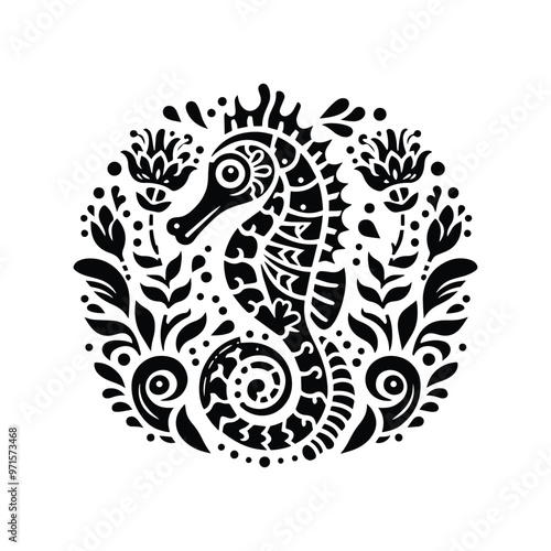 Seahorse in folk art