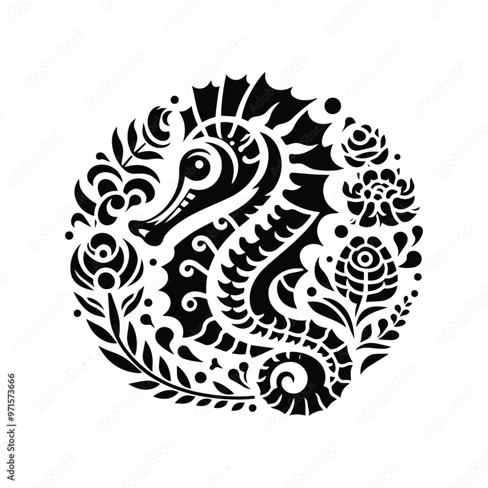 Seahorse in folk art