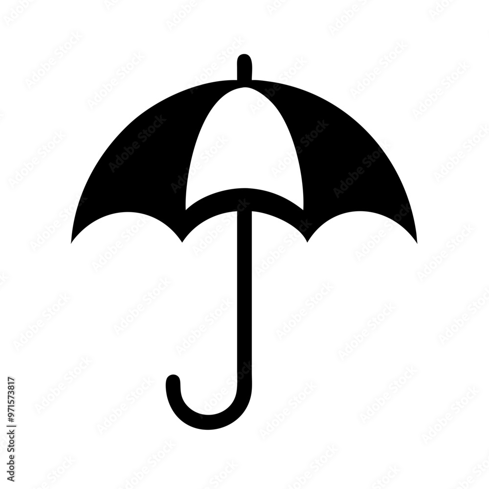 Umbrella icon silhouette on a white background for weather protection concept Umbrella icon silhouette on a white background for weather protection concept
