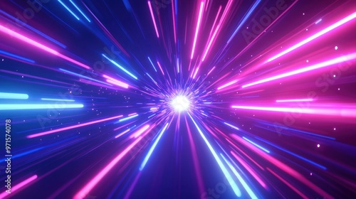 Abstract Neon Lights Tunnel Background
