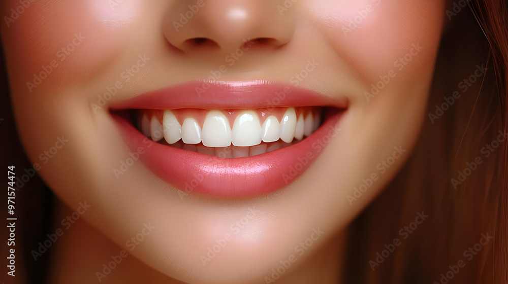 Close-up of a smiling woman showcasing healthy teeth and lips. Close-up of a smiling woman showcasing healthy teeth and lips.