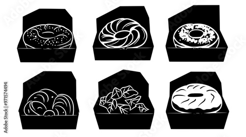 Apple cinnamon-flavored pastries placed in boxes, ready for gifting during the season, vector illustration art