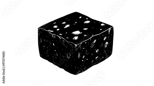 Block of nut-based candy revealing solid, textured surface with high concentration of nuts, vector illustration art