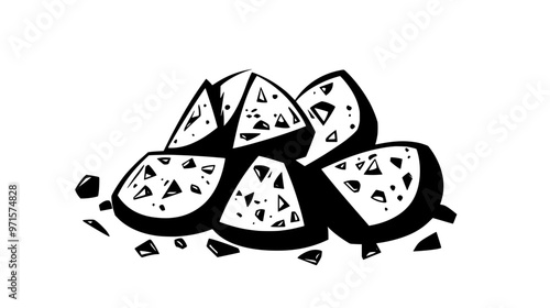 Broken nut pieces used to provide crunch in cookies, cakes, or as a dessert topping, vector illustration art