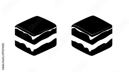 Sponge cake with a sponge-like texture, divided into portions, vector illustration art