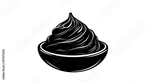 Chocolate cream blend, formed by combining cream with chocolate, used as a dessert layer, vector illustration art
