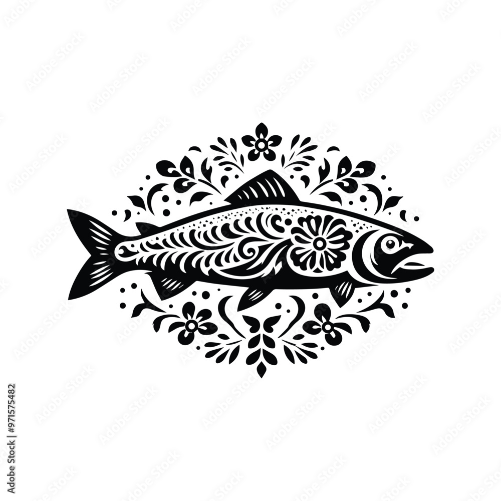 Trout fish in folk art Trout fish in folk art