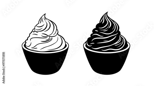 Creamy frosting made by blending butter with confectioner's sugar, used for decorating desserts, vector illustration art