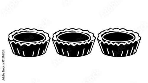 Four tarts arranged symmetrically, centered within the frame, no additional elements visible, vector illustration art