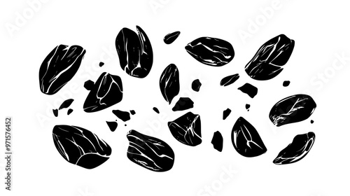 Fragmented nuts, used to add a crunchy texture to pastries or as a dessert ingredient, vector illustration art