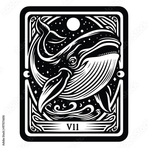 Whale fish in Tarot card