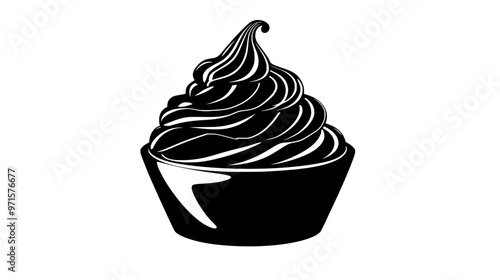 Glossy mixture of chocolate and cream, used as a frosting or filling in baked goods, vector illustration art