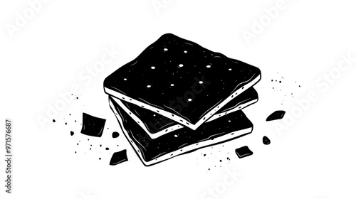 Ground graham crackers blended with fat, forming a crust for cheesecakes or pies, vector illustration art