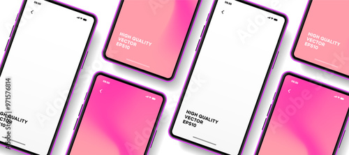 Realistic smartphone mockup. Mobile phone vector with isolated on white background. Device front view. 3D mobile phone with shadow. Realistic, high quality smart phone mockup for ui ux presentation.