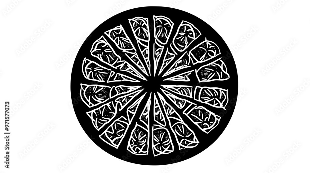 Large round tray of kunafa with uniform circular shape, sliced into equal portions, vector illustration art Large round tray of kunafa with uniform circular shape, sliced into equal portions, vector illustration art