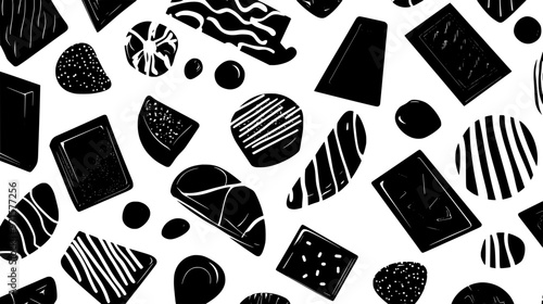 Mix of chocolate shapes highlighting flavors and textures, vector illustration art
