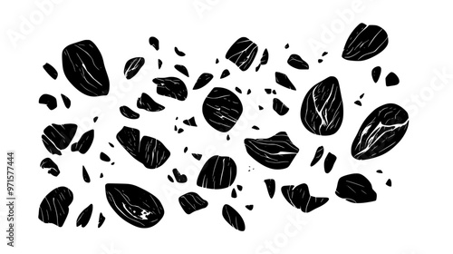 Nuts broken into small fragments, used to add crunch and texture to baked items, vector illustration art