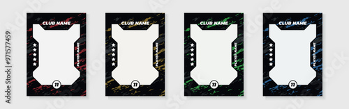 Trading card template design for sports, picture frame for player performance, photo frame or border collection for hockey, basketball and football player, sports flyer design, template eps 10.	