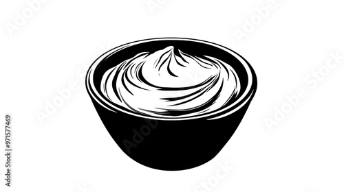 Peanut butter swirled in bowl, visible swirls and texture, vector illustration art