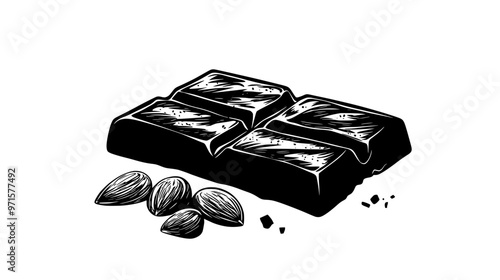 Almond-based confection with visible almond pieces embedded in a firm, textured structure, vector illustration art