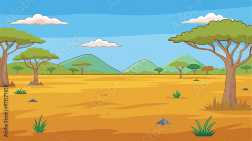 African Savanna Background Vector Illustration Free 