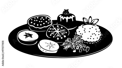 Platter of gingerbread pastries organized for guests at a festive gathering, vector illustration art