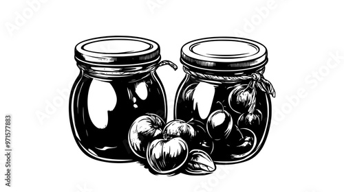 Preserved fruit mixture, cooked until thick, often used as a spread or filling, vector illustration art